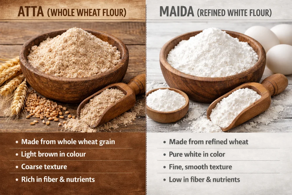 What is the difference between atta and maida?